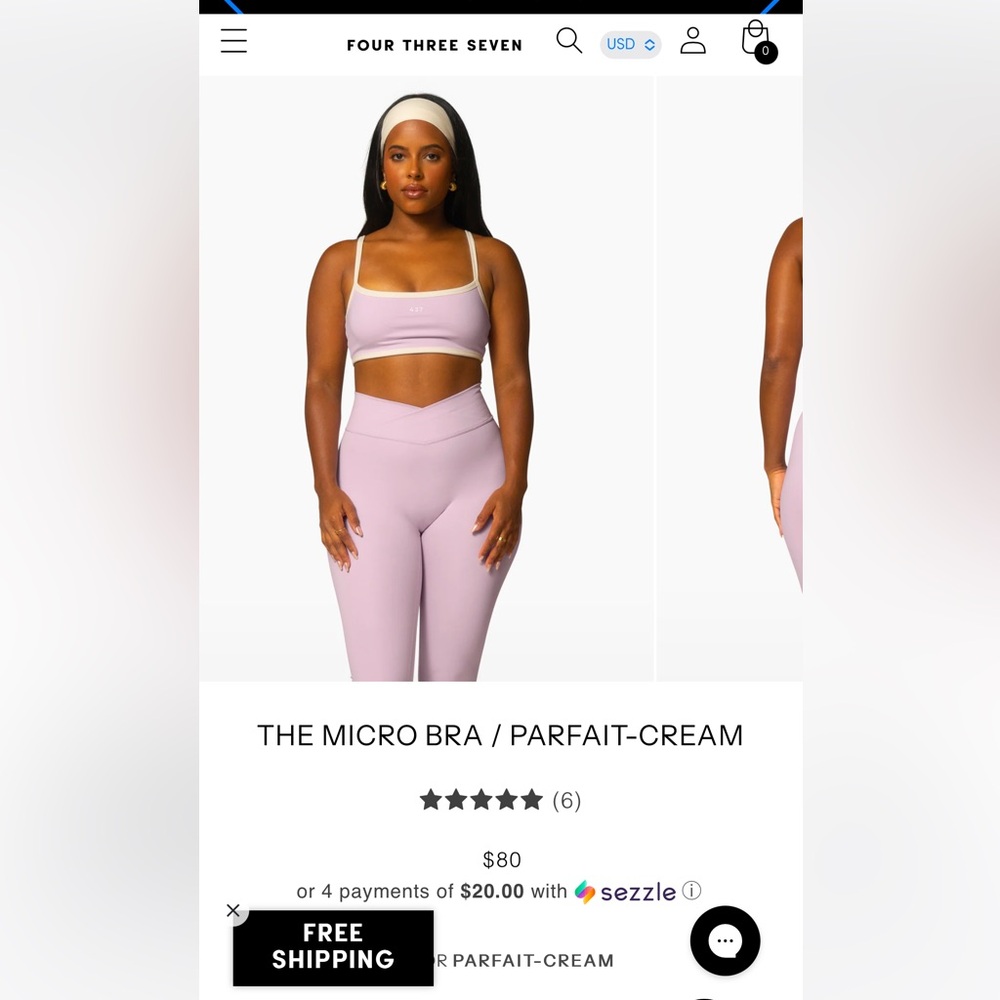Matching set 437 parfait/cream Micro Bra and short, size M